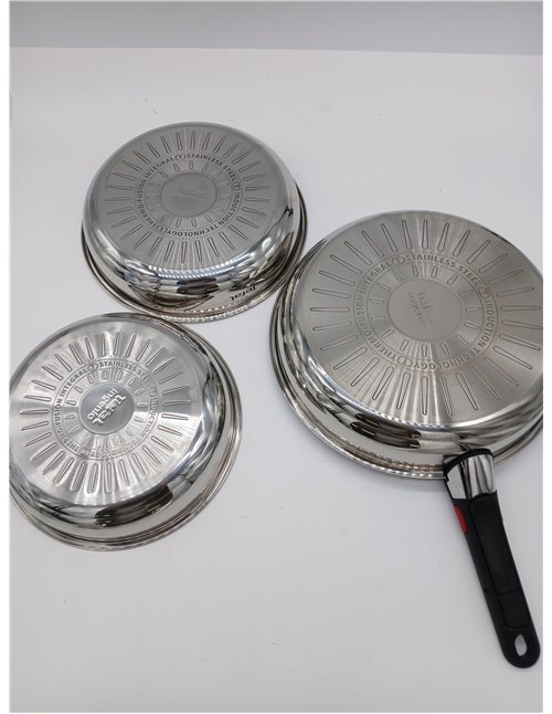 Tefal Ingenio Emotion - Juego de 3 Sartenes 22/24/28 cm + Mango extraíble, Apto inducción, antiadherentes, revestimiento titanio