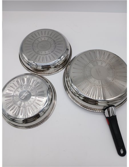 Tefal Ingenio Emotion - Juego de 3 Sartenes 22/24/28 cm + Mango extraíble, Apto inducción, antiadherentes, revestimiento titanio