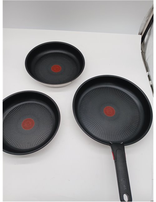 Tefal Ingenio Emotion - Juego de 3 Sartenes 22/24/28 cm + Mango extraíble, Apto inducción, antiadherentes, revestimiento titanio