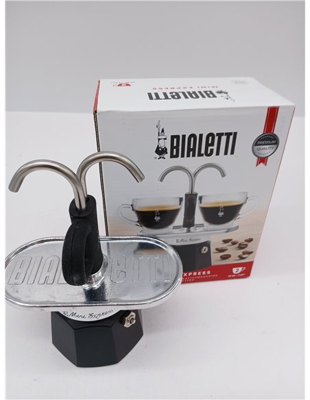 Bialetti - El juego Mini Express Kandisky Moka contiene cafetera para 2 tazas (90 ml), negra, aluminio