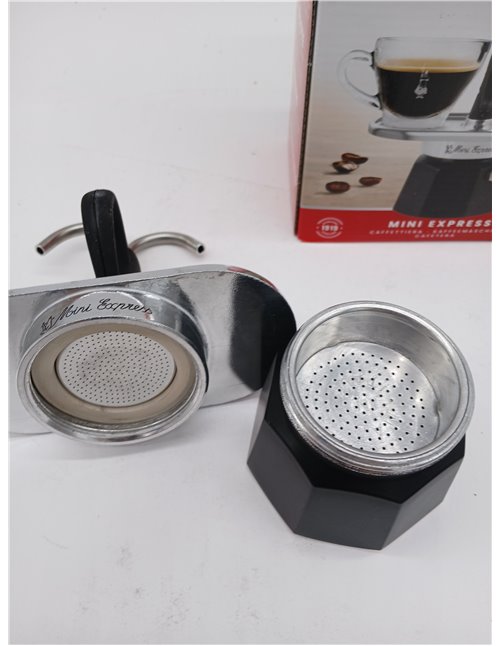 Bialetti - El juego Mini Express Kandisky Moka contiene cafetera para 2 tazas (90 ml), negra, aluminio