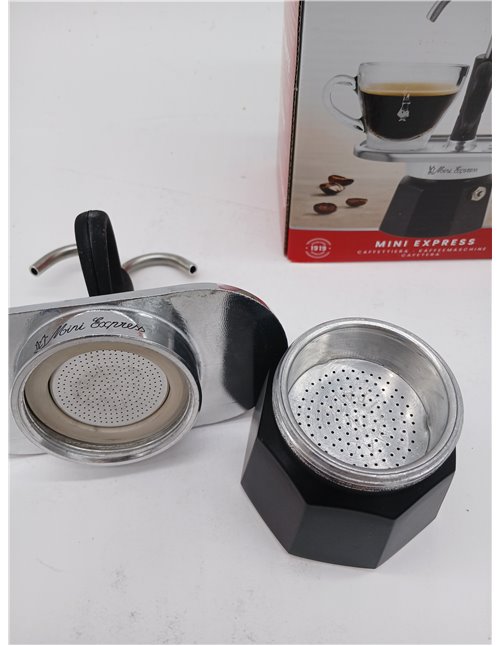 Bialetti - El juego Mini Express Kandisky Moka contiene cafetera para 2 tazas (90 ml), negra, aluminio