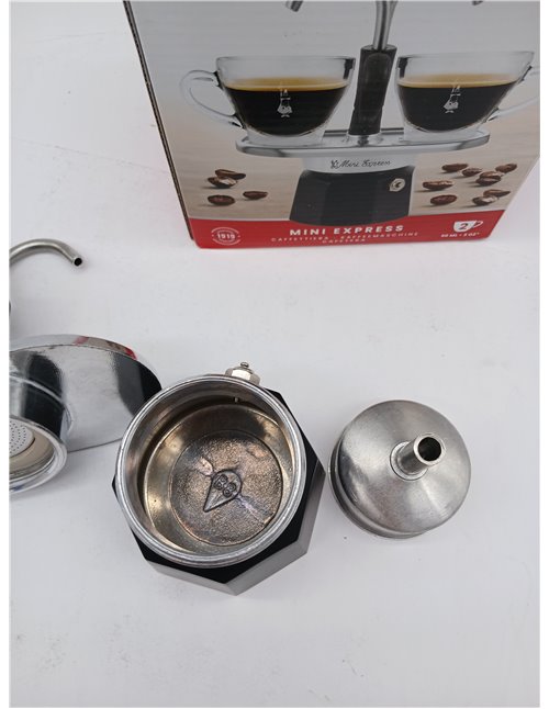 Bialetti - El juego Mini Express Kandisky Moka contiene cafetera para 2 tazas (90 ml), negra, aluminio