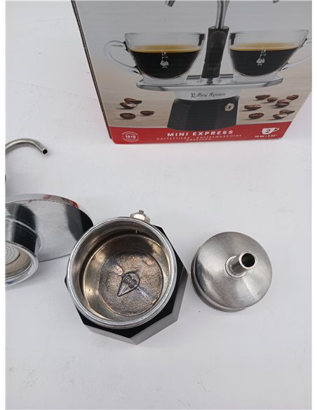 Bialetti - El juego Mini Express Kandisky Moka contiene cafetera para 2 tazas (90 ml), negra, aluminio