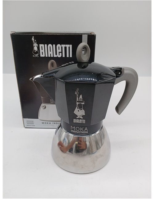 Bialetti - Cafetera Moka de Inducción, Adecuada para todo tipo de Placas, 6 Tazas de Café Espresso (280 Ml), Negro [Clase de efi