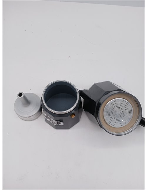 Monix Vitro Noir Cafetera italiana de aluminio 6 tazas, Apta para todo tipo de cocinas salvo inducción, Color negro