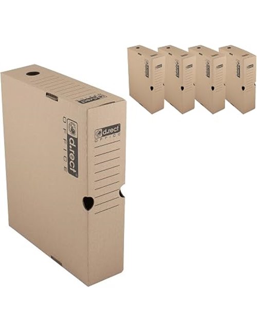 D.RECT 5 cajas archivadoras 1080 para mudanzas, tamaño A4, 80 mm, color marrón
