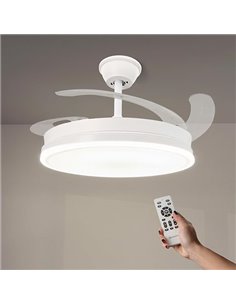 M mimotec - White Olga Ventilador de Techo LED 66W con Luz CCT Regulable y Control de Intensidad, Motor DC 30W+Luz Led 36W, Sile