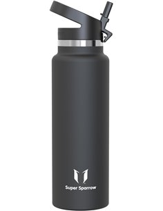 Super Sparrow Botella de Agua Acero Inoxidable - Botella Termica Boca Ancha con Paja 1.5L - Sin BPA, para Gimnasio, Deporte, Ofi