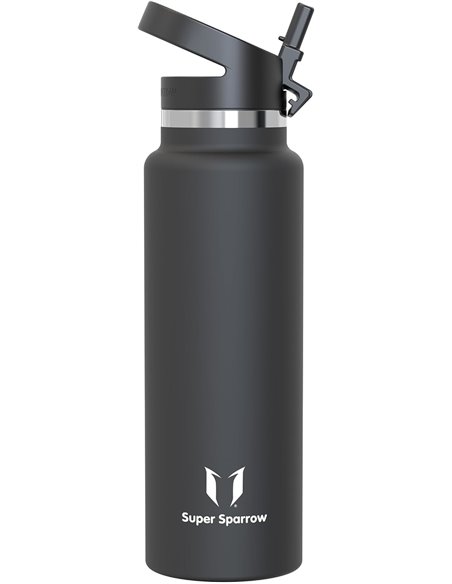 Super Sparrow Botella de Agua Acero Inoxidable - Botella Termica Boca Ancha con Paja 1.5L - Sin BPA, para Gimnasio, Deporte, Ofi