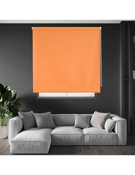 Blindecor Draco Estor enrollable opaco liso - Naranja, 100 x 230 cm (Ancho por Alto). Tamaño de la Tela 97 x 225 cm. Estores tér