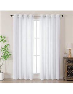 Simplebrand Cortinas con ojales largas y modernas, aspecto de lino, semitransparente, con ojales, para salón, habitación infanti