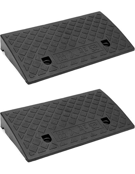 QWORK® 2PCS Rampa de Carga de Plástico, Bordillo Rampa, para Sillas de Ruedas, Motocicletas, 49x27x7 cm