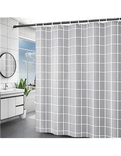 Cortina De Ducha Impermeable 180x120, Cortinas De Ducha De PoliéSter Antimoho Gris Textil Lavable, Cortinas De Ducha De Dobladil