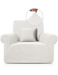 Taococo Funda para sofá de jacquard, elástica, de elastano, en diferentes tamaños y colores (blanco, 1 plaza, 78-116 cm)