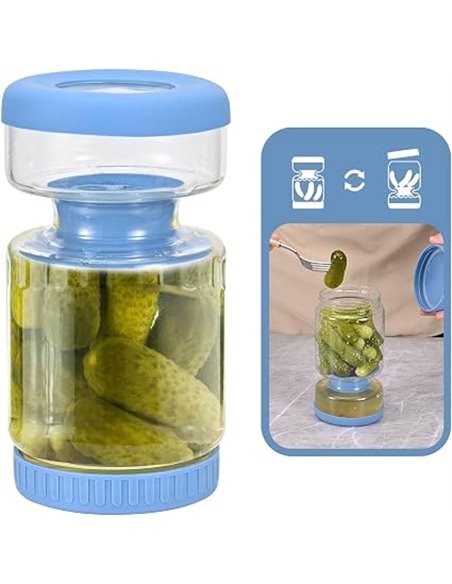 Tarro de cristal para encurtidos, 800 ml, bote aceitunas con escurridor, sellado y hermético, tarros de cristal con tapa, apto p