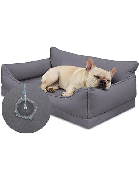 Orthopedic Small Dog Bed, Waterproof Synthetic Leather Dog Sofa – 73 x 45 cm, Egg Foam, Removable and Washable Dog Bed, Non-Slip