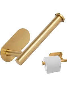 Portarrollos de papel higiénico dorado cepillado, autoadhesivo, soporte para rollo de papel higiénico, montaje en pared, para ba