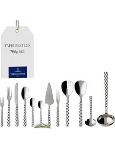 Villeroy & Boch - Boston Set de Cubiertos 70 Piezas, Apto para Lavavajillas, Cuberterías Completas 12 Personas, Cubertería Compl