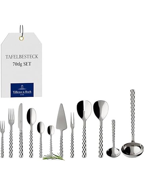 Villeroy & Boch - Boston Set de Cubiertos 70 Piezas, Apto para Lavavajillas, Cuberterías Completas 12 Personas, Cubertería Compl