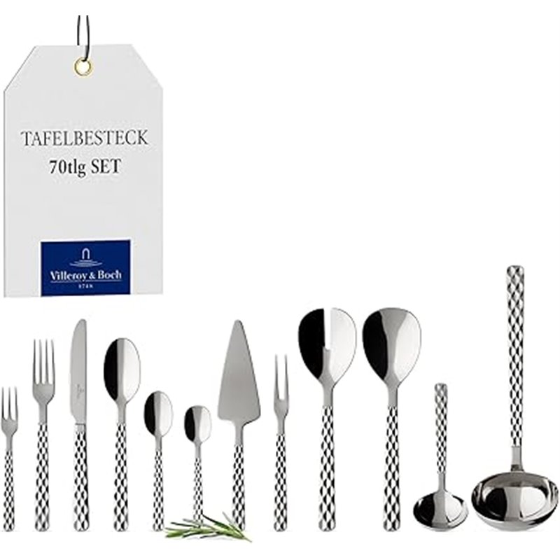 Villeroy & Boch - Boston Set de Cubiertos 70 Piezas, Apto para Lavavajillas, Cuberterías Completas 12 Personas, Cubertería Compl