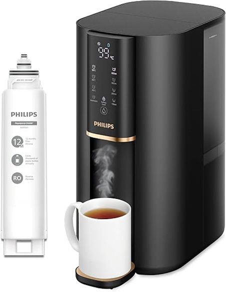 Philips Water 6100 Dispensador pór Osmosis Inversa: agua caliente al instante, filtración RO 5 en 1 reduce 110 contaminantes, re