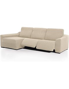 FAVERTI® Funda Chaise Longue Super Elástica Brazo Largo Izquierdo (Visto de Frente) Dos Pies | Modelo NOVELE | Beige | Protector