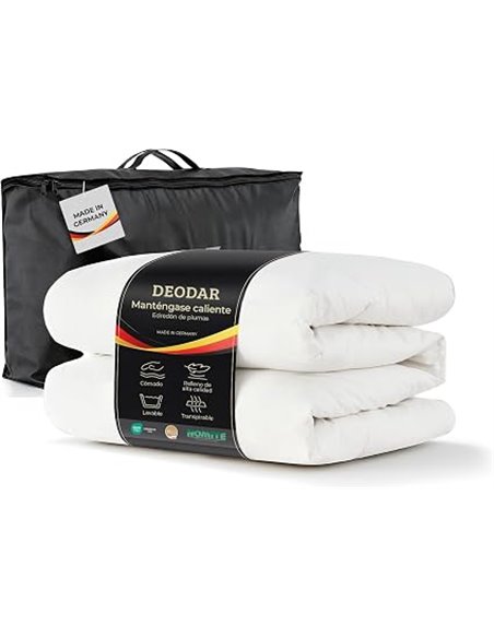 Deodar Edredón de plumón 220x240cm,edredón para Todo el año con 2930g de Relleno de plumón y Plumas,100% algodón, Suave,Lavable,