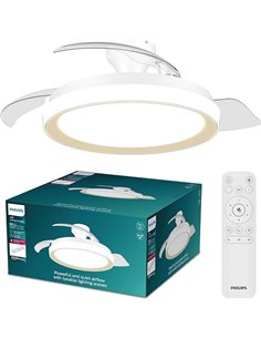 PHILIPS Bliss Lámpara de Techo con Ventilador Aspas Retráctiles LED, 3 Aspas, 106 Cm de Envergadura, 4500 Lúmenes, Luz Blanca Aj