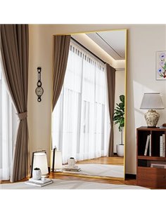 Koonmi Espejo Grande de 89 x 198 cm, Robusto para Todo el Cuerpo con Marco de Aluminio Minimalista Delgado, Moderno Espejo de Pa