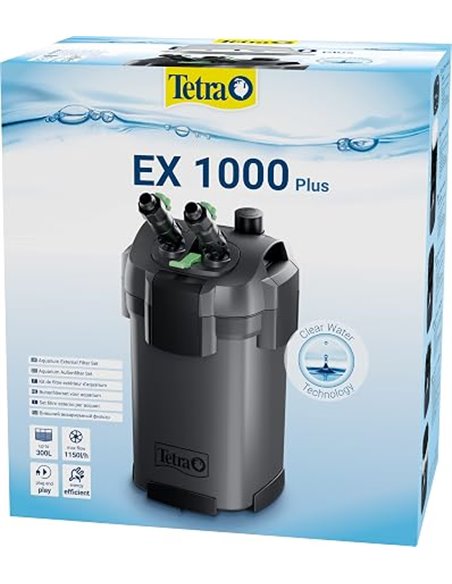Tetra EX 1000 Plus External Filter Complete Set, 100-300 Litres, Energy Efficiency and Quiet