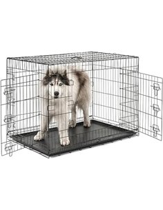 lionto Jaula Transporte Plegable para Perros Caja de Transporte, (XXL) 106x71x77 cm Negro