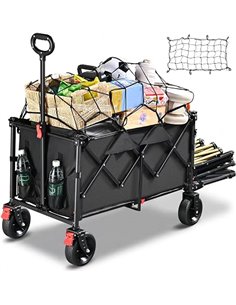 YEAUPE PRO XXL Beach Cart Large Wheels 160 – 240 L/200 kg – Folding Bottom for Long Objects, Brakes, Camping, Fishing and Family