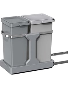 EKO | Cubo de basura cocina reciclable extraíble bajo fregadero 20l y 15l con 2 compartimentos | Papelera con cierre suave, asa 