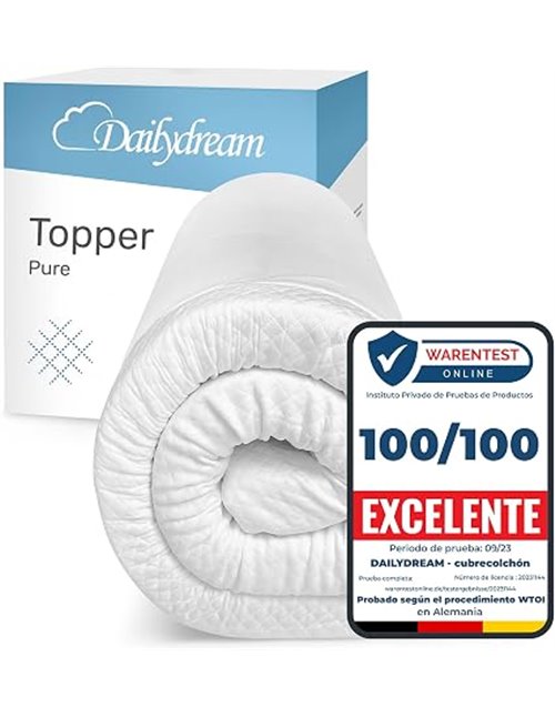 Topper de colchón Dailydream 80x200 cm | Espuma viscoelástica | Altura de 5 cm | H1/2 | Edición Pure, Modelo M | para Camas Box 
