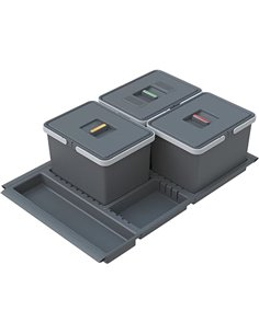 Elletipi Metropolis PTC28 08050 7F C97 PPV - Cubo de Basura de Reciclaje con cajón, Gris, 71 x 46 x 28 cm