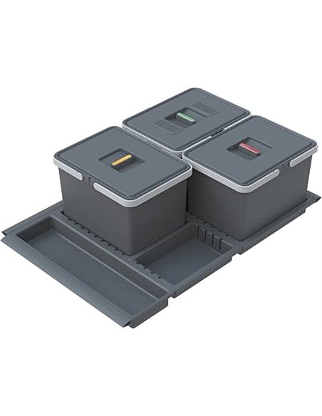 Elletipi Metropolis PTC28 08050 7F C97 PPV - Cubo de Basura de Reciclaje con cajón, Gris, 71 x 46 x 28 cm