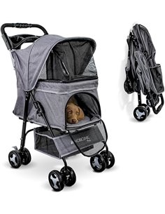 Mobiclinic® pets, Carrito para perros plegable, Ideal pequeños y senior, Zuma, Hasta 15 kg, Ruedas con frenos 360º, Cesta xxl, 3