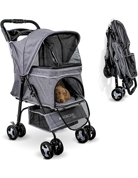 Mobiclinic® pets, Carrito para perros plegable, Ideal pequeños y senior, Zuma, Hasta 15 kg, Ruedas con frenos 360º, Cesta xxl, 3