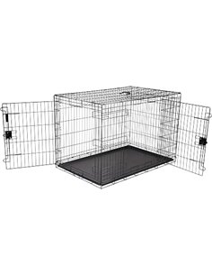 Amazon Basics Jaula para perro de alambre metálico, Duradero,Plegable con bandeja, doble puerta, 122 x 76 x 83 cm (L x An x Al),