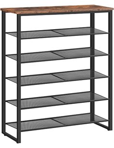 HOOBRO Zapatero de 6 Niveles, para 18-24 Pares de Zapatos, Amplio, Apto para Entrada, Aparador, Pasillo, Dormitorio, Estilo Indu
