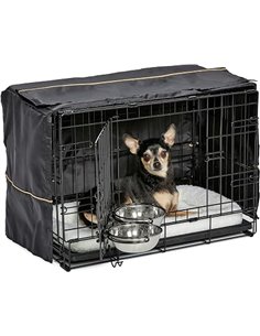 MidWest Homes for Pets XS Kit de inicio iCrate de doble puerta, pack de jaula de 59 cm para perros extra pequeños, incluye jaula