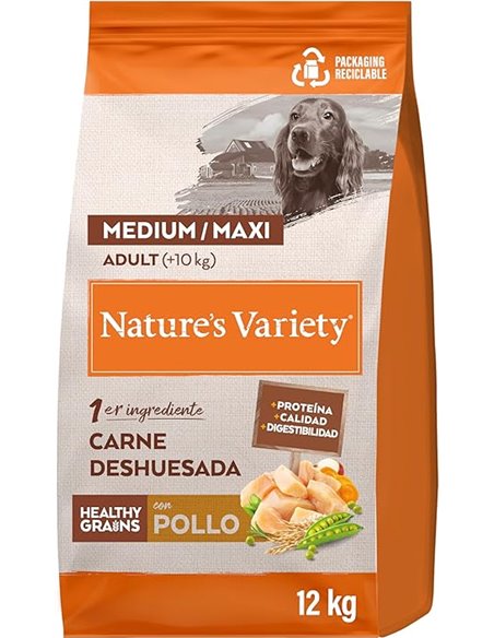 Nature's Variety Healthy Grains Pienso para Perros Adultos con Medianos Y Grandes Pollo - 12kg