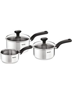 Tefal Comfort Max - Juego de 3 Cazos de 16/18/20 cm + 2 Tapas, Apto inducción, sin antiadherente, apto lavavajillas y horno, ace