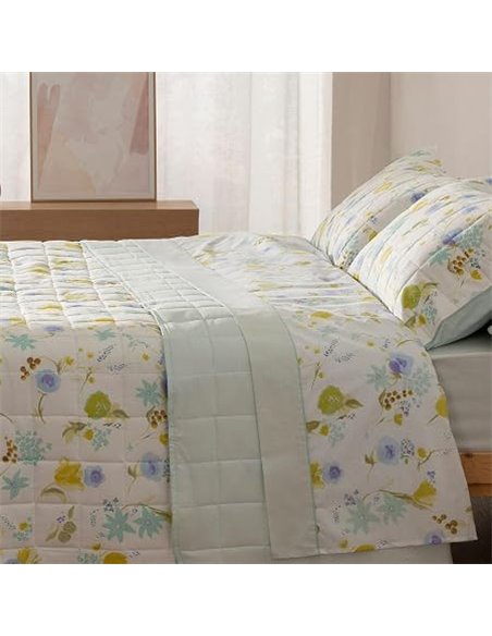Burrito Blanco | Colchas Boutí | Cama de 135cm. (+Medidas Disponibles) | Diseño 140 | Color Verde (135x190/200cm.)