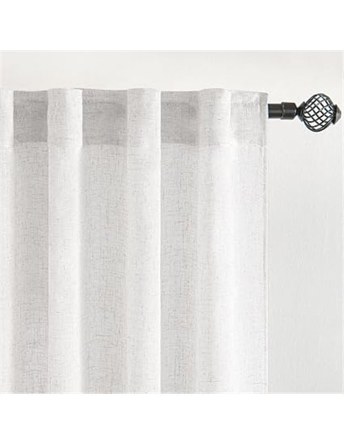 MIULEE Two-Piece Translucent Linen Curtains Set Curtains for Living Room Bedroom Modern Curtains for Two Balcony Doors 2 Pieces 