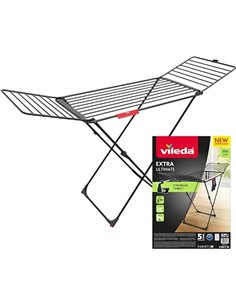 Vileda Tendedero Ultimate Extra de Aluminio con Patas en X (Black Edition) | Tubos 5 Veces más Resistentes | Tubos XL para Menos
