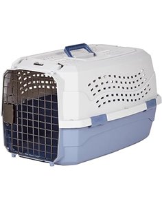 Amazon Basics Pet Kennel Dog Cat 23 Inch with Two Top Loading Doors, Blue