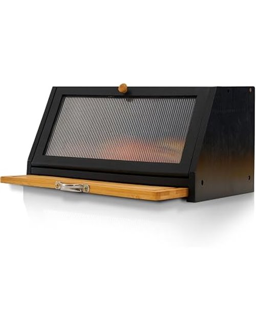 YOUDENOVA Panera con tabla de cortar, cesta de pan de madera, cajas de almacenamiento, caja de bambú para pan, molinillo de sal 