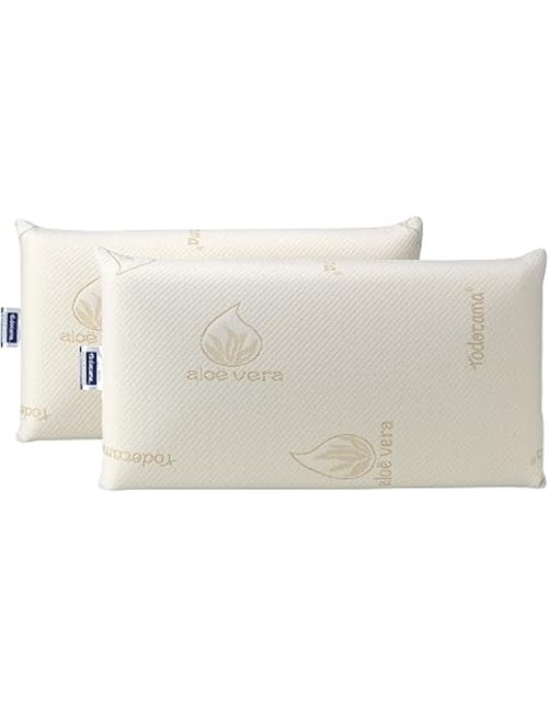 Todocama - Memory foam pillow, anti-mite and anti-bacteria. Compact core. Double cover with zip. Aloe Vera fabric. Thermoregulat